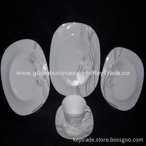 Fine Porcelain 20 Pieces of Dinner Set in Square Shape with Decal